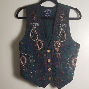 Vintage 90's Embroidered‎ Vest, Size M.